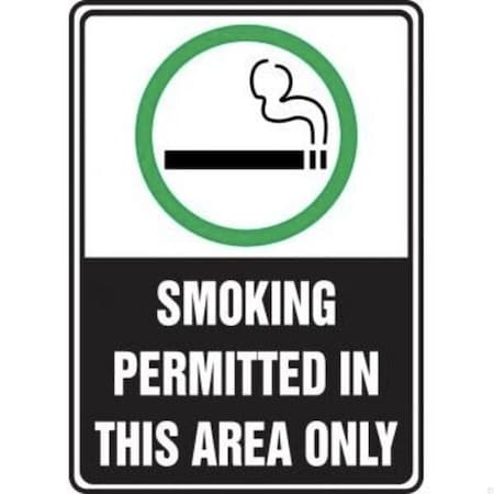 Accuform Smoking Permitted In This Area Only, Aluma-Lite, 10 in x 7 in MSMK538XL